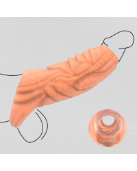 Real Texture Penis Extender, Silicone Silicone Penis Sleeve Extender with Penis Ring