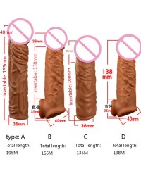 Silicone Extension for Extended Pleasure and Delayed Ejaculation, Dual Functionality, Flesh Color, 4 Sizes